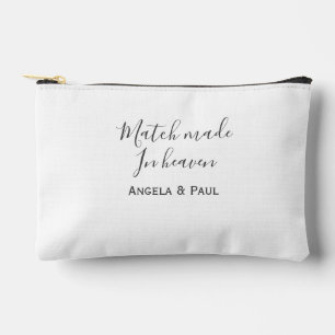 Pochette À Accessoires Couple de mariés nom mariage simple fait au ciel