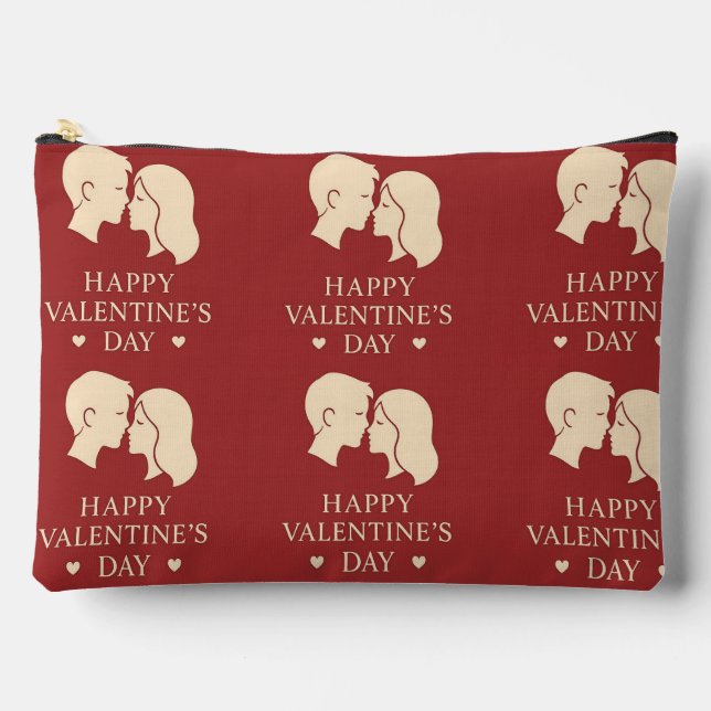 Pochette À Accessoires Couple Silhouette Romantique Saint-Valentin Zip (Recto)