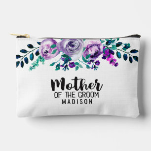 Pochette À Accessoires Couronne florale de mère de la mariée verte et vio
