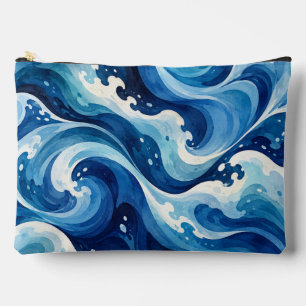Pochette À Accessoires Coussin de jet abstrait Vagues de l'océan bleu Aqu