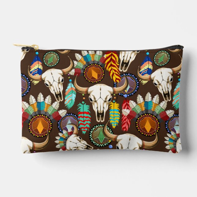 Pochette À Accessoires Crâne de buffle emblème amérindien (Recto)