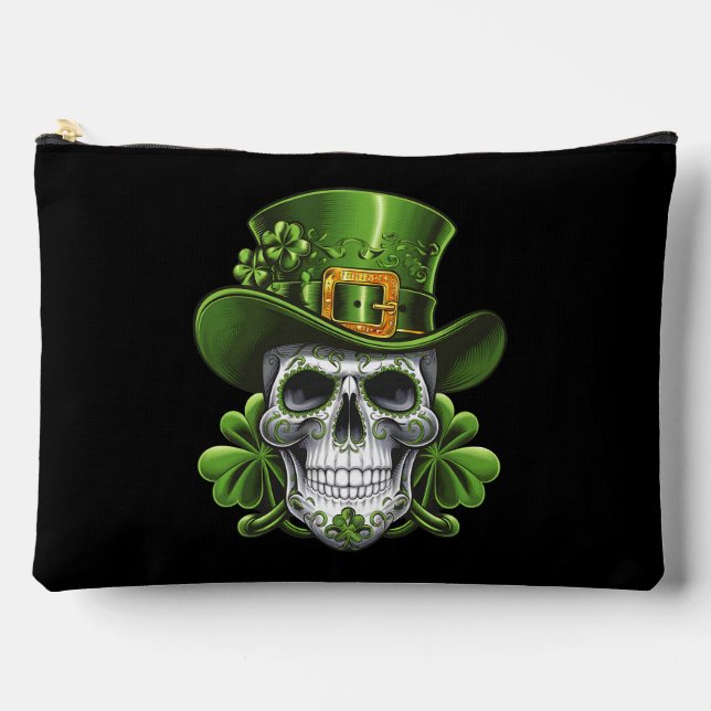Pochette À Accessoires Crâne de sucre Saint-Patrick Trèfle (Recto)