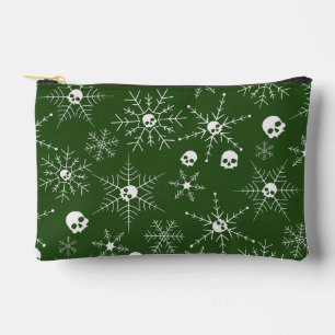 Pochette À Accessoires Crâne effrayant Creepmas Noël Snowflakes vert