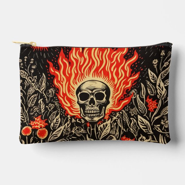 Pochette À Accessoires Crâne en feu (Recto)