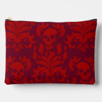 Crâne flamme Damas en moody rouge sur rouge