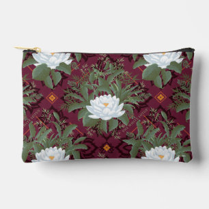Pochette À Accessoires Crimson Lotus Elegance Motif - Le Lotus Blanc