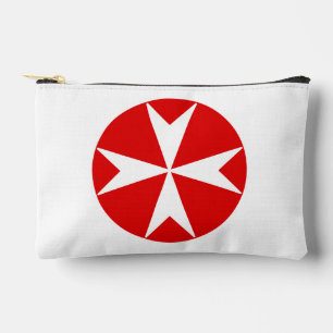 Pochette À Accessoires Croix de Malte v2 (blanc sur rouge)