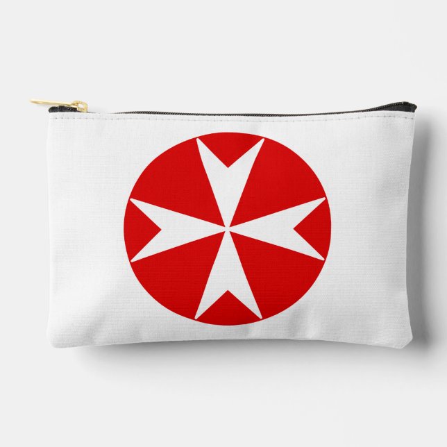 Pochette À Accessoires Croix de Malte v2 (blanc sur rouge) (Recto)