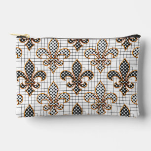 Pochette À Accessoires Croix noire et blanche Hachure pois Fleur-de-lis