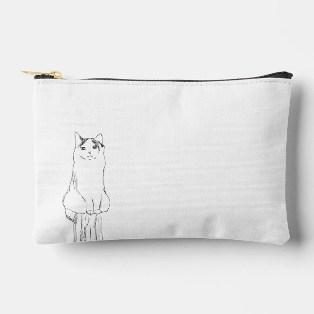 Pochette À Accessoires Croquis de chat mignon moderne (Recto)