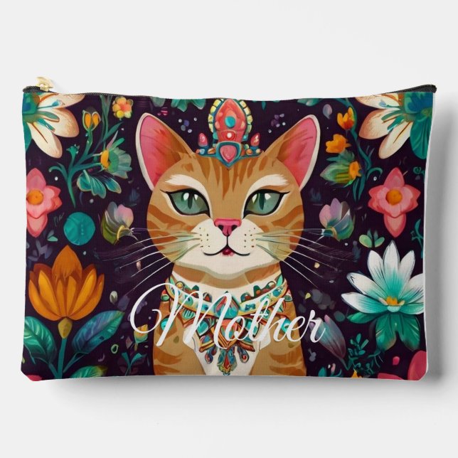 Pochette À Accessoires Crowned Bejewelled Cat  Print Cut Sew Bag (Recto)