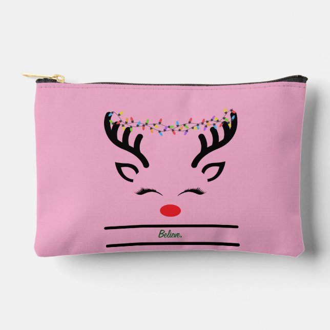 Pochette À Accessoires Croyez moderne drôle rennes de Noël blanc (Recto)