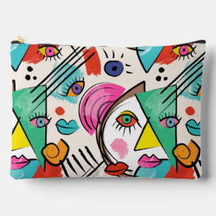 Pochette À Accessoires Cubisme moderne Artsy Abstrait Femme Visages Art