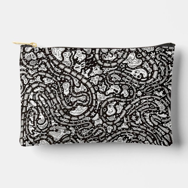 Pochette À Accessoires Curvy Twisty Cartoon Weird Faces Design (Recto)