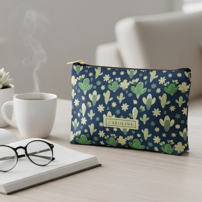 Pochette À Accessoires Custom Desert Cactus & Succulent Pattern (Créateur téléchargé)