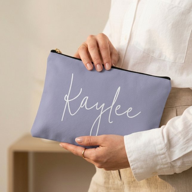 Pochette À Accessoires Custom Name Lilac Cosmetic Bag for Bridesmaid Gift (bachelorette party pouch gift, bridal shower gift pouch, engagement party favor pouch gift,)