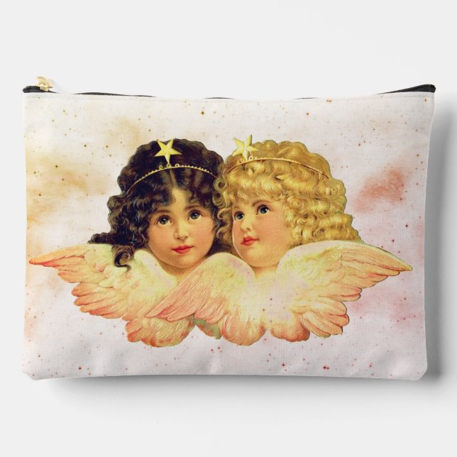 POCHETTE À ACCESSOIRES CUSTOM TOILETRY BAGS TWIN ANGELS WITH CLOUDS (Recto)