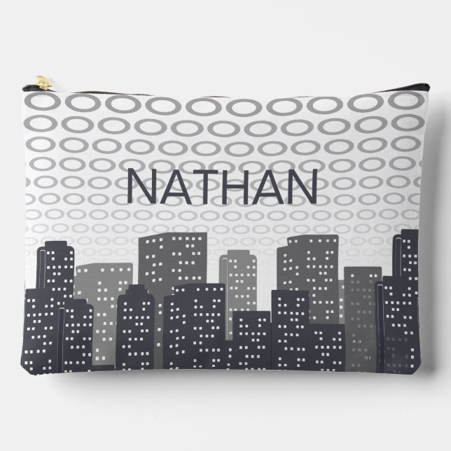 Pochette À Accessoires Custom Urban Cityscape Shades of Grey Personalised (Recto)