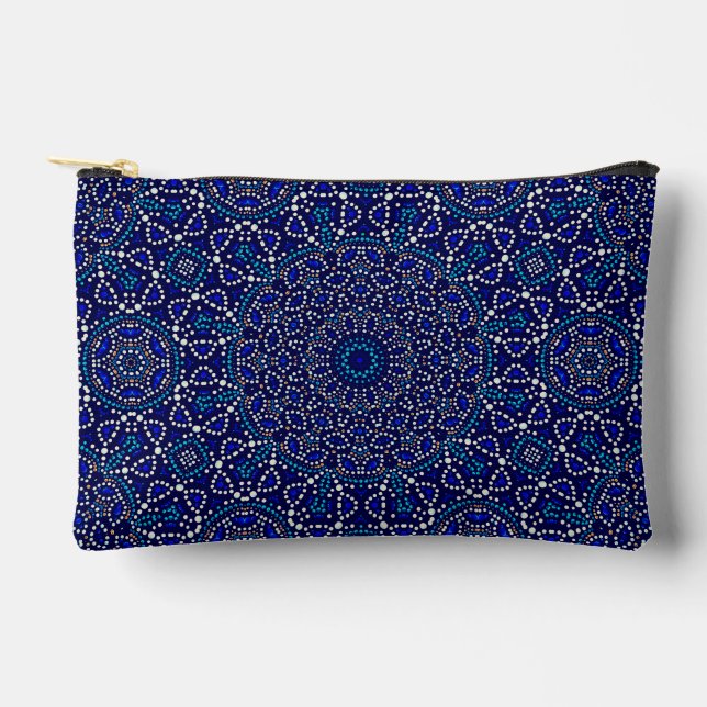 Pochette À Accessoires Cute Blue Dot Art Mandala Motif (Recto)