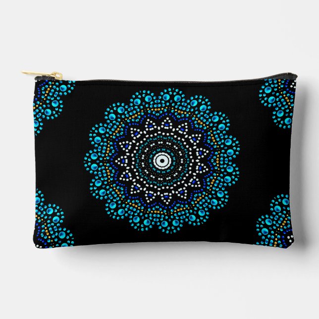 Pochette À Accessoires Cute Blue Dot Art Mandala Motif (Recto)