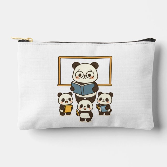 Pochette À Accessoires Cute Cartoon Panda enseignant et élèves de l'école (Recto)