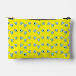 Pochette À Accessoires Cute chaton bleu bondissant sur jaune