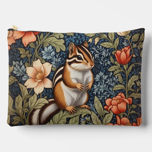 Pochette À Accessoires Cute Chipmunk William Morris Inspired Floral (Recto)