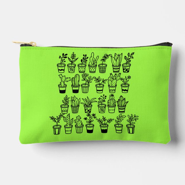 Pochette À Accessoires Cute Doodle Plants in Pots (Recto)