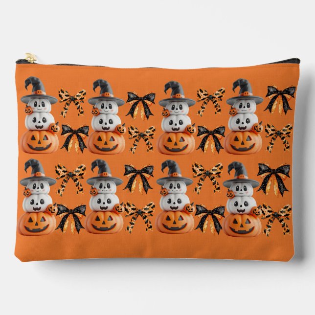 Pochette À Accessoires Cute Éffrayant Coquette Citrouille d'Halloween (Recto)
