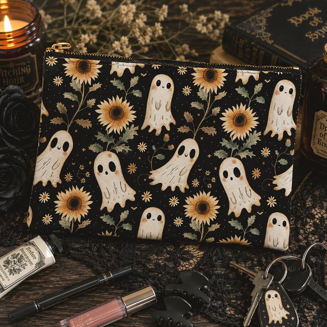Pochette À Accessoires Cute Ghosts & Sunflowers Fantômes (Créateur téléchargé)