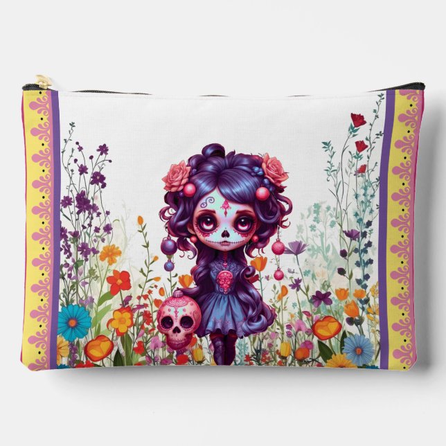Pochette À Accessoires Cute Gothique Jardin Sugar Crâne (Recto)