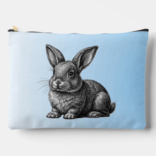 Pochette À Accessoires Cute Grey Rabbit contre un ciel bleu (Recto)