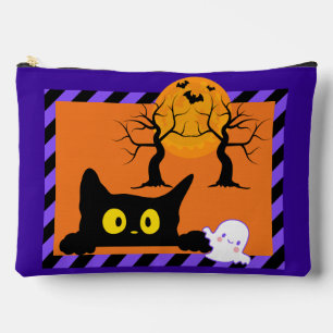 Pochette À Accessoires Cute Halloween Kitty & Ghost Purple et Orange