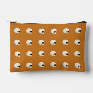 Pochette À Accessoires Cute Kawaii Halloween Crâne Pois orange