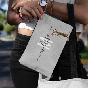 Pochette À Accessoires Cute Meerkat Aquarelle Nom du monogramme