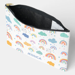 Pochette À Accessoires Cute Modern Rainbows & Clouds Motif Personnalisé