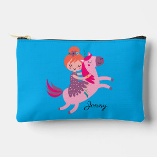 Pochette À Accessoires Cute Orange Haired Girl équitation sur une licorne