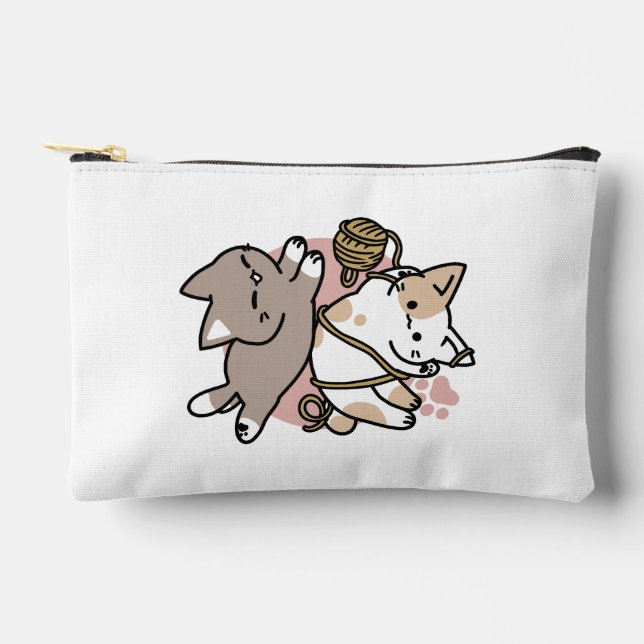 Pochette À Accessoires Cute Playful Cats Design – Fun Paws and Play Art (Recto)
