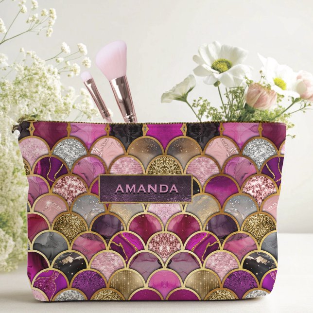 Pochette À Accessoires Cute rose rose or sirène échelles girly (Créateur téléchargé)