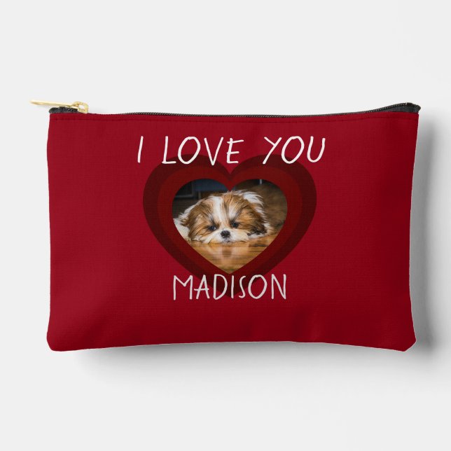 Pochette À Accessoires Cute shih tzu love Saint Valentin photo du coeur Z (Recto)