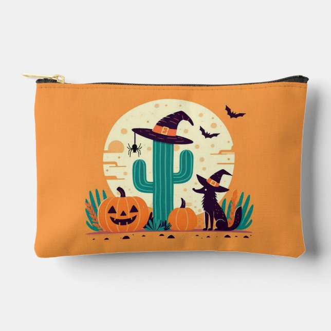 Pochette À Accessoires Cute, sud-ouest du désert d'Halloween/cactus (Recto)