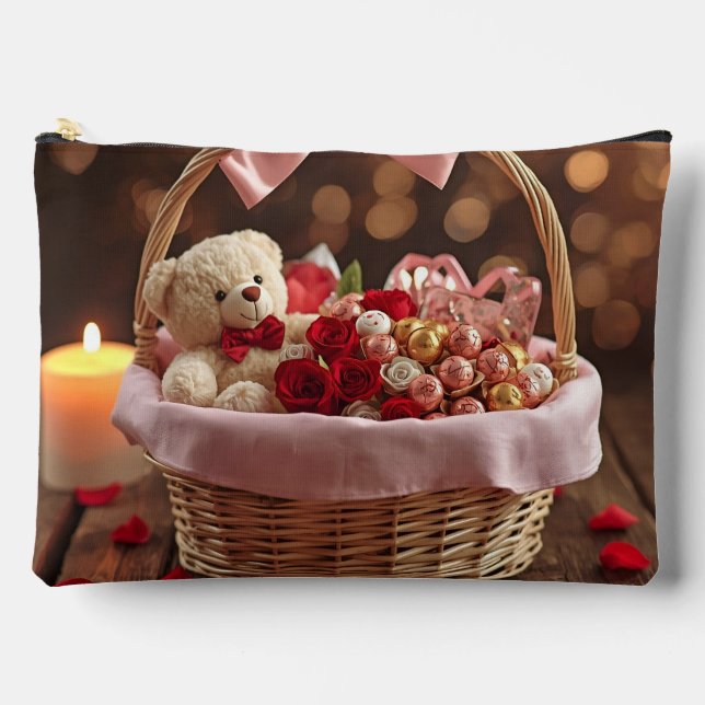 Pochette À Accessoires Cute Teddy Rose Basket Romantic Valentine Makeup (Recto)