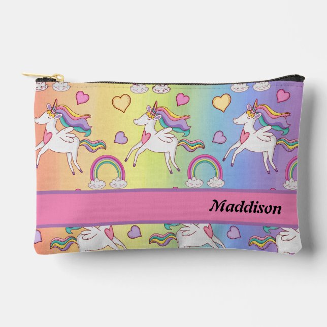 Pochette À Accessoires Cute Unicorn et Rainbow School Toiletry Pencil (Recto)