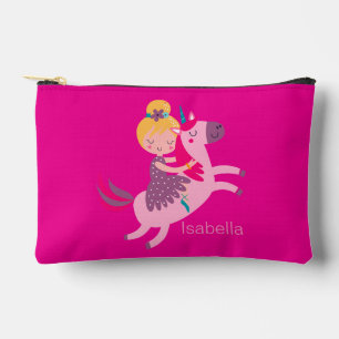 Pochette À Accessoires Cute Yellow Haired Girl équitation sur une licorne