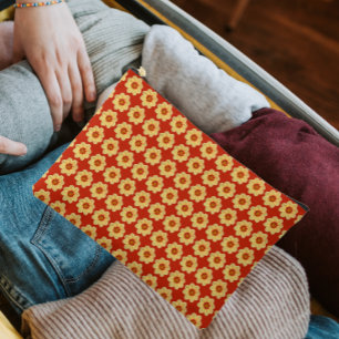 Pochette À Accessoires Dahlia jaune motif floral sur rouge
