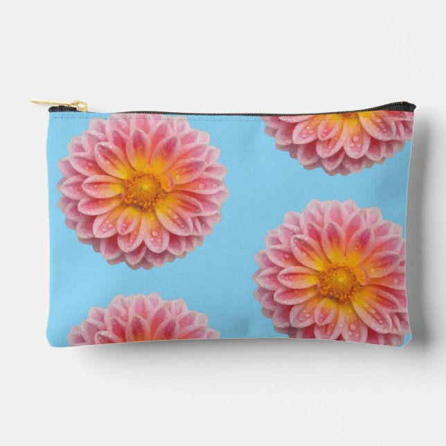 Pochette À Accessoires Dahlia rose et gouttes de ragoût (Recto)