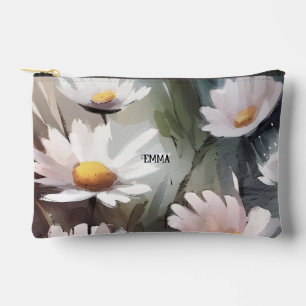 Pochette À Accessoires Daises Aquarelle Nom Personnalisé