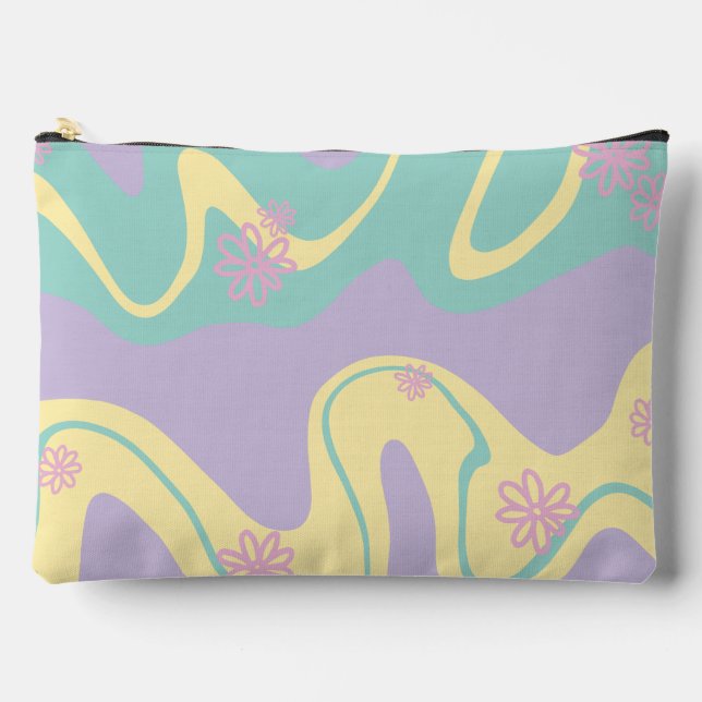 Pochette À Accessoires Daisy Groove Pastel Rose, Jaune, Violet & Vert (Recto)