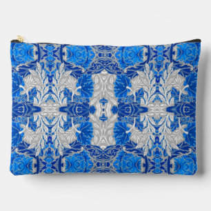 Pochette À Accessoires Damas florales, Sapphire bleu et gris