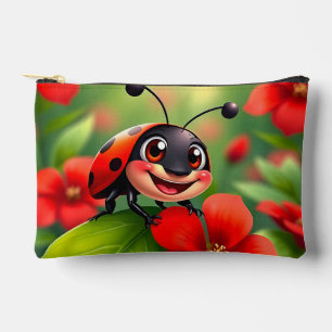 Pochette À Accessoires Dame coccinelle de dessin animé souriante assise s